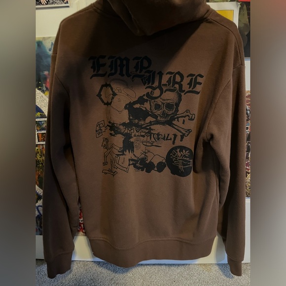 Zumiez Empyre Laroso Skull And Bones Brown graphic Hoodie size medium - Picture 1 of 3